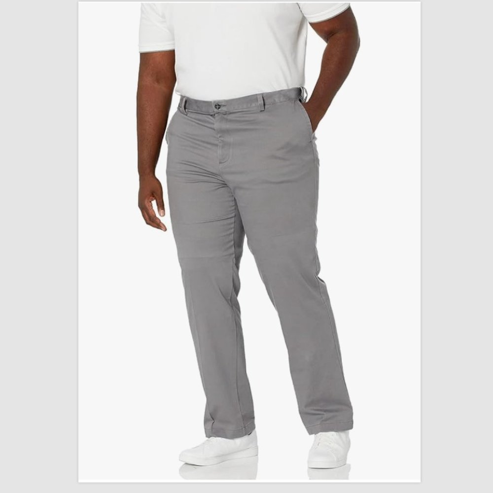 DOCKERS Men's Classic Fit Easy Khaki Pants Flat Front 48 x 34" - Burma Grey NWT